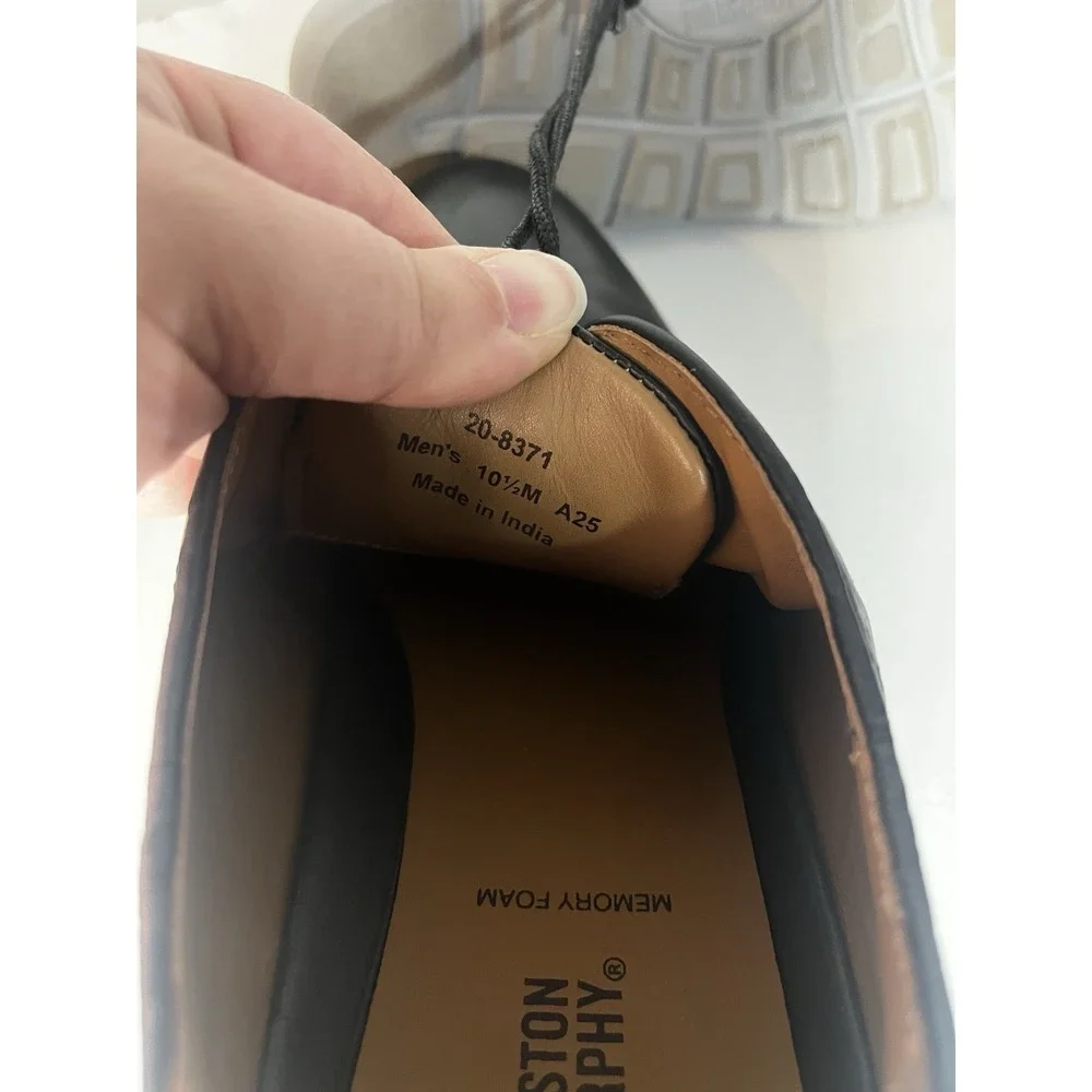Johnston Murphy Mens Holden Black Leather Oxford Dress Shoes Plain Toe Size 10.5